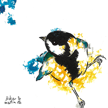mesange_charbonniere dessin artistique, oiseau, mésange, mésange charbonnière, Didier Martin, Lausanne